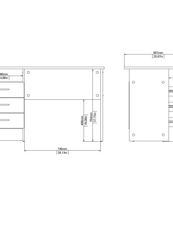 TVILUM Function skrivbord - 3 l�dor, ek / vit