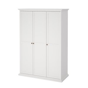 TVILUM Paris garderobeskab 3 l�ger + b�jlestang - hvid