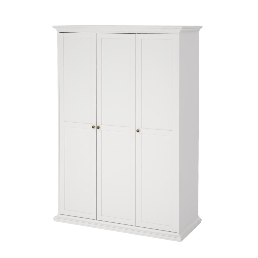 TVILUM Paris Kleiderschrank 3 T�ren + Kleiderstange - wei�