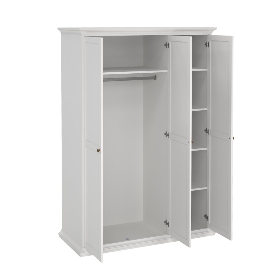 TVILUM Paris Kleiderschrank 3 T�ren + Kleiderstange - wei�