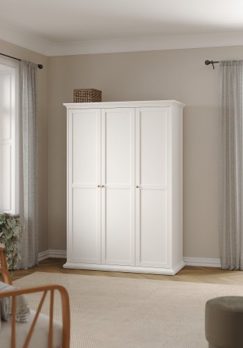 TVILUM Paris Kleiderschrank 3 T�ren + Kleiderstange - wei�