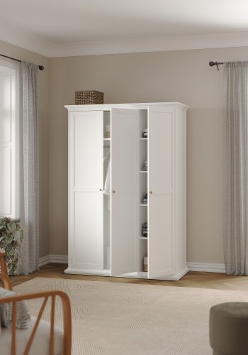 TVILUM Paris Kleiderschrank 3 T�ren + Kleiderstange - wei�