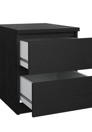 TVILUM Naia Nachttisch - Esche schwarz, mit 2 Schubladen 