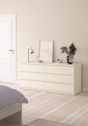 TVILUM Naia Kommode - Esche wei&szlig;, mit 6 Schubladen 