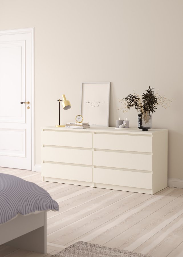 TVILUM Naia Kommode - Esche wei&szlig;, mit 6 Schubladen 