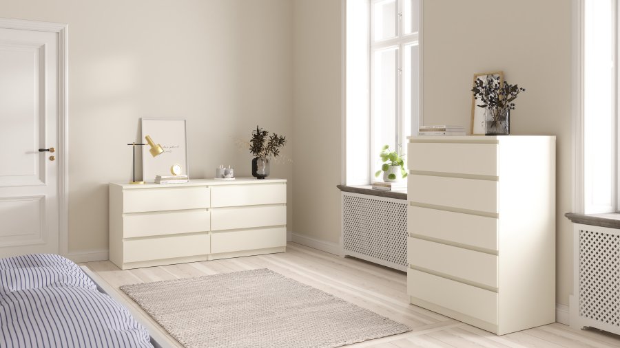 TVILUM Naia Kommode - Esche wei&szlig;, mit 6 Schubladen 