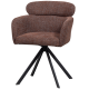 WOOOD Fenne spisebordsstol, m. drejefunktion og armln - kastanje brun stof og sort metal