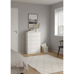 May kommode - hvid, m. 5 skuffer
