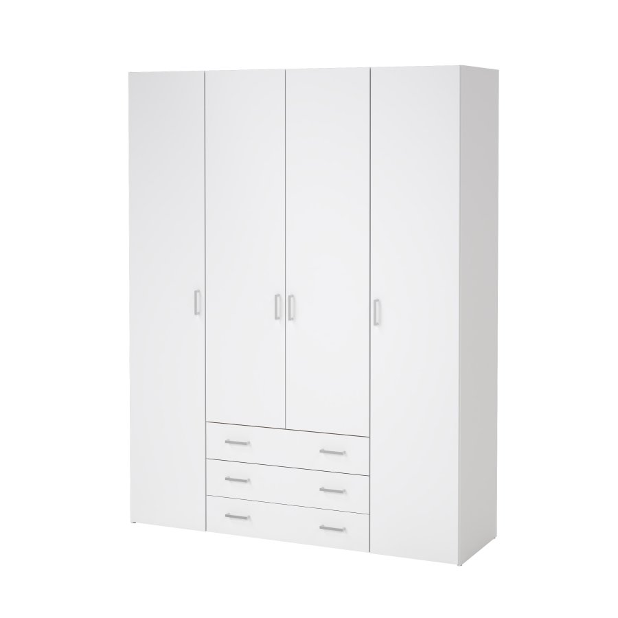 TVILUM Space Kleiderschrank - wei�/wei� Hochglanz, mit 4 T�ren und 3 Schubladen