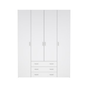 TVILUM Space garderobe - hvit/hvit h�yglans, m. 4 d�rer og 3 skuffer