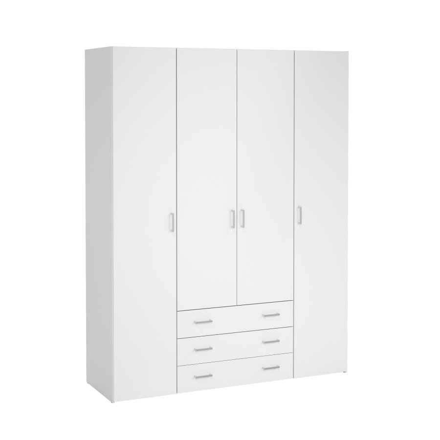 TVILUM Space Kleiderschrank - wei�/wei� Hochglanz, mit 4 T�ren und 3 Schubladen