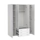 TVILUM Space Kleiderschrank - wei�/wei� Hochglanz, mit 4 T�ren und 3 Schubladen