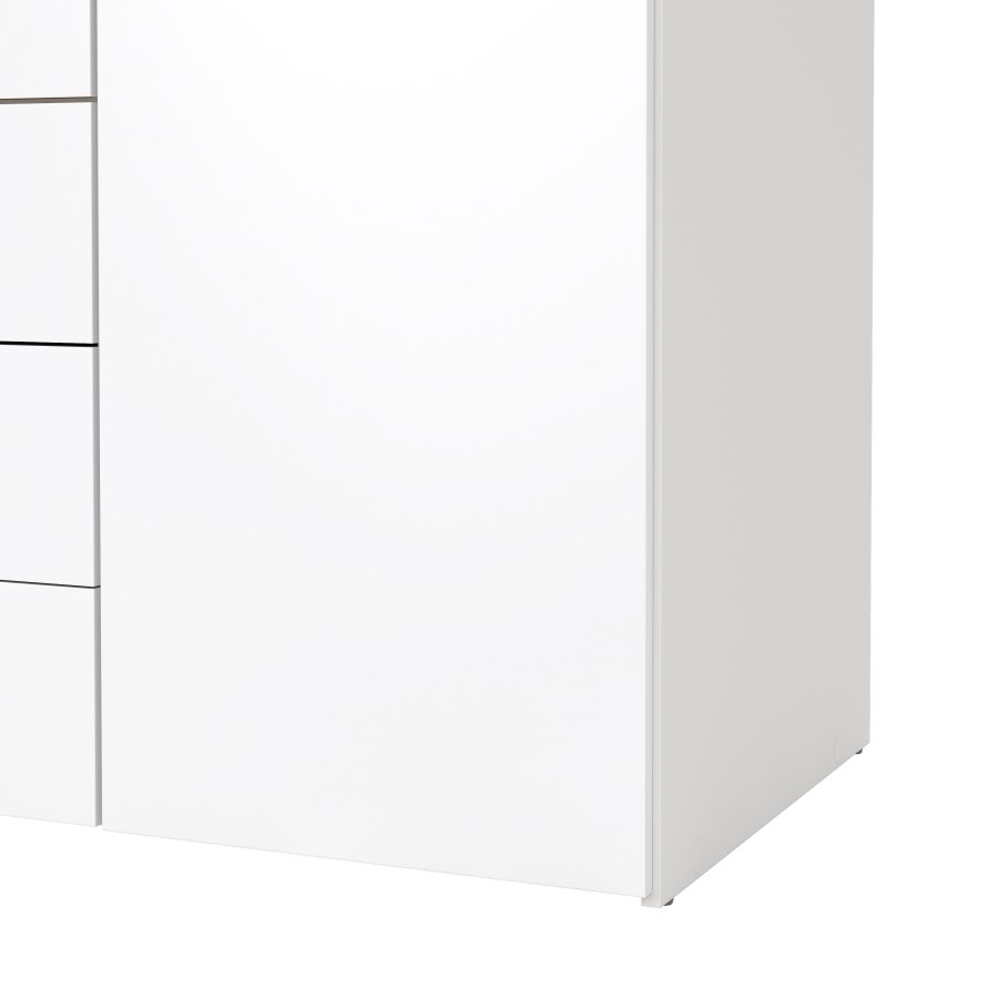 TVILUM Space Kleiderschrank - wei�/wei� Hochglanz, mit 4 T�ren und 3 Schubladen