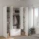TVILUM Space Kleiderschrank - wei�/wei� Hochglanz, mit 4 T�ren und 3 Schubladen