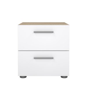 TWILUM Pepe nattbord - eikestruktur/hvit h�yglans, m. 2 skuffer 