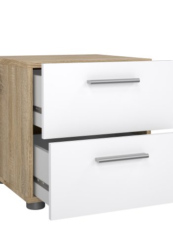TVILUM Pepe natbord - egetr�sstruktur/hvid h�jglans, m. 2 skuffer 
