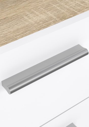 TVILUM Pepe natbord - egetr�sstruktur/hvid h�jglans, m. 2 skuffer 