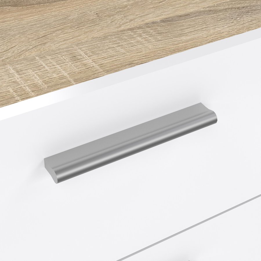 TVILUM Pepe kommode - egetr�sstruktur/hvid h�jglans, m. 4 skuffer 