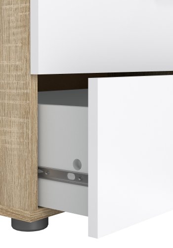 TVILUM Pepe kommode - egetr�sstruktur/hvid h�jglans, m. 4 skuffer 