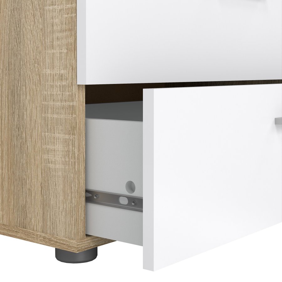 TVILUM Pepe kommode - egetr�sstruktur/hvid h�jglans, m. 4 skuffer 