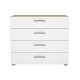 TVILUM Pepe kommode - egetr�sstruktur/hvid h�jglans, m. 4 skuffer 