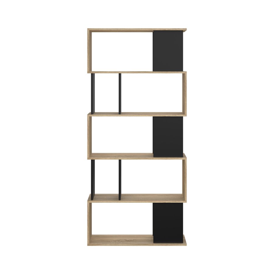 TWILUM Maze bokhylla - naturlig ek struktur/svart, w. 7 rum 