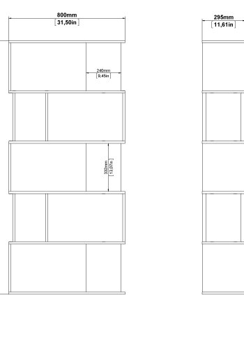 TWILUM Maze bokhylla - naturlig ek struktur/svart, w. 7 rum 