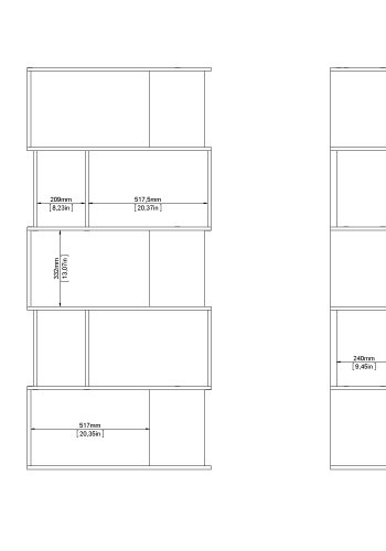 TWILUM Maze bokhylla - naturlig ek struktur/svart, w. 7 rum 