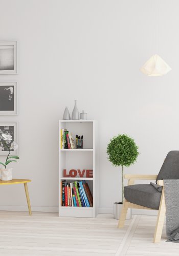 TVILUM Basic bokhylla - vit, med 2 hyllplan