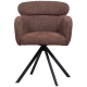WOOOD Fenne spisebordsstol, m. drejefunktion og armln - kastanje brun stof og sort metal