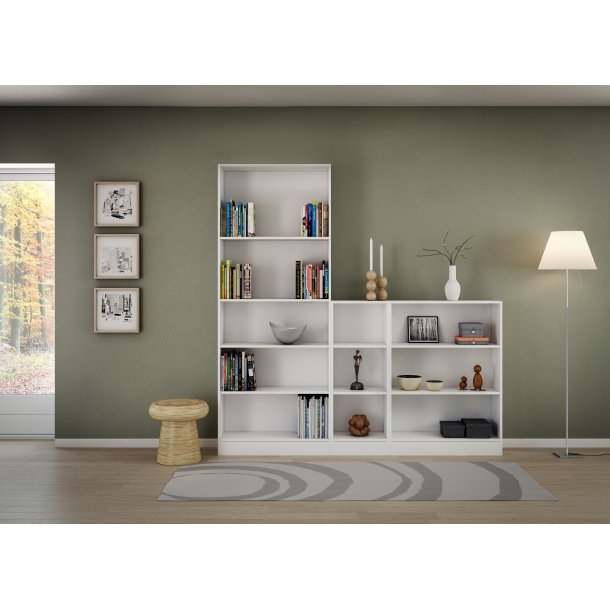 Basic bogkasse - hvid, m. 2 hylder