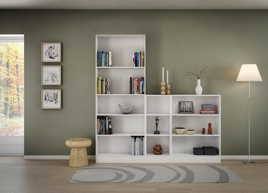 TVILUM Basic B&uuml;cherregal - wei&szlig;, mit 2 Regalen (H: 107,2 cm x 79 cm x 26,72 cm)