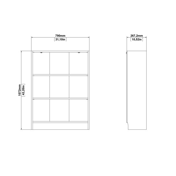 Basic bogkasse - hvid, m. 2 hylder