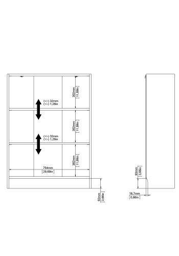 TVILUM Basic B&uuml;cherregal - wei&szlig;, mit 2 Regalen (H: 107,2 cm x 79 cm x 26,72 cm)