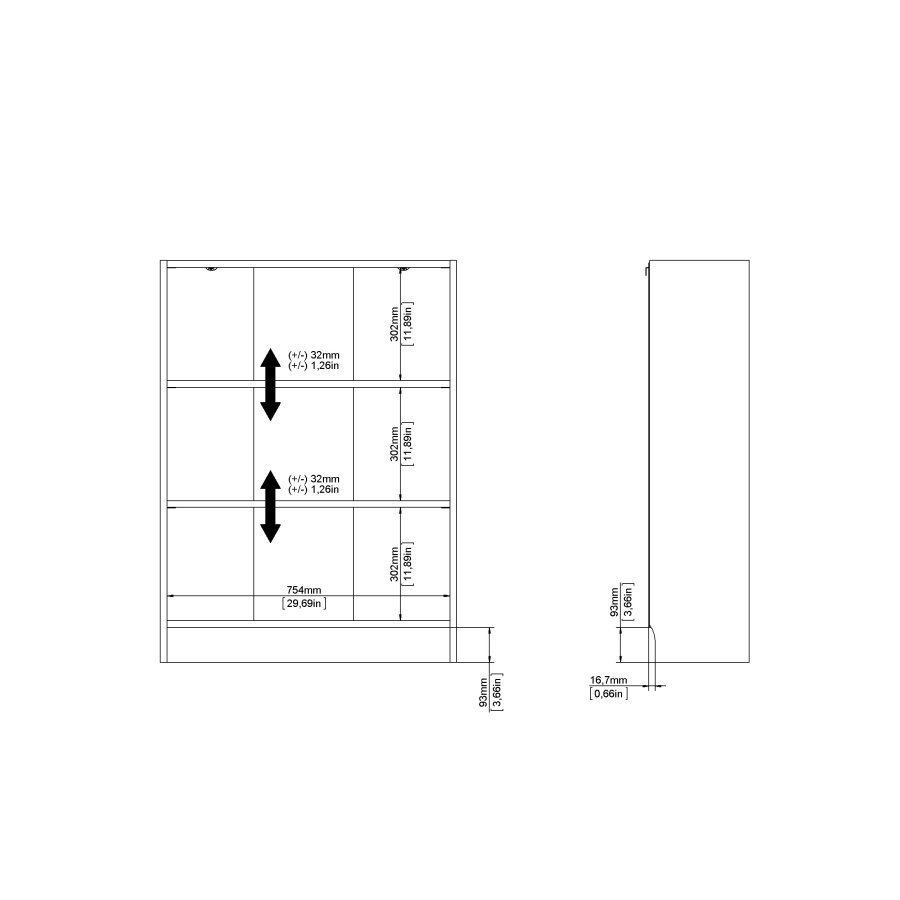TVILUM Basic B&uuml;cherregal - wei&szlig;, mit 2 Regalen (H: 107,2 cm x 79 cm x 26,72 cm)