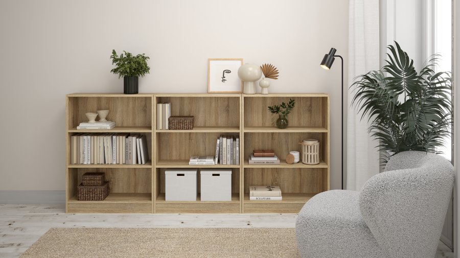 TVILUM Basic bokhylla - ekstruktur, med 2 hyllplan