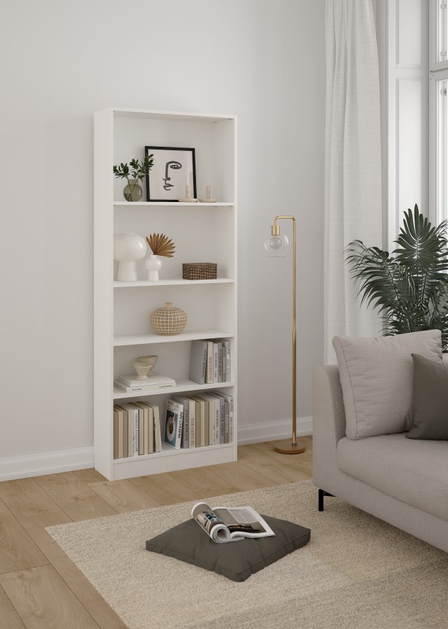 TVILUM Basic bogkasse - hvid, m. 4 hylder(H:203,2cm x79cm x 26,72cm)