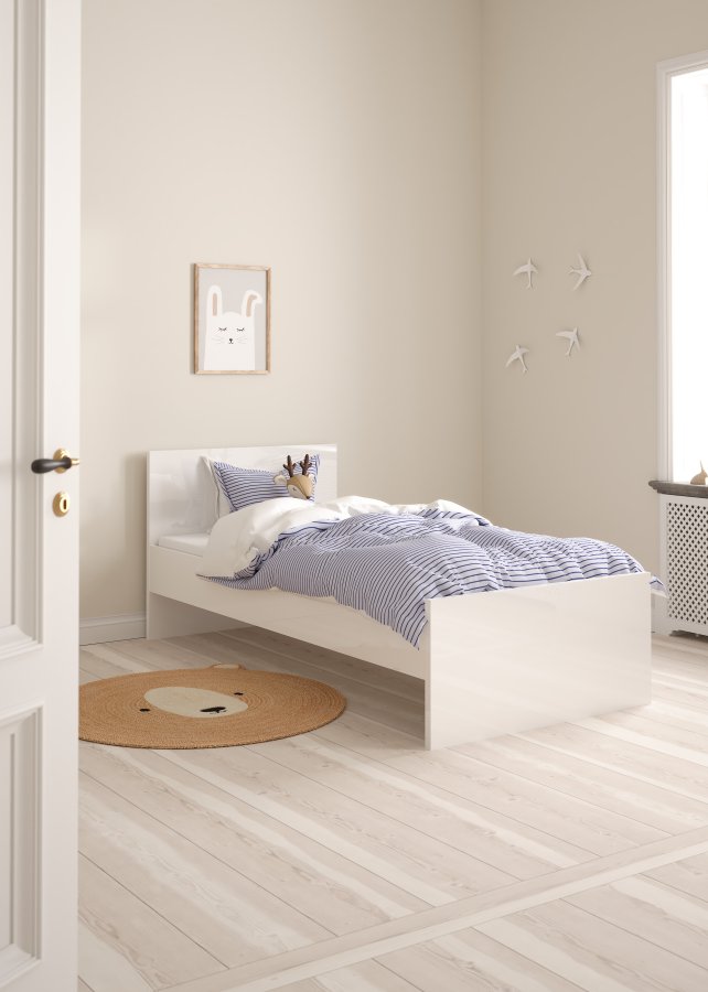 TVILUM Naia S&auml;ngram - Vit H&ouml;gglans (90 x 190 cm)