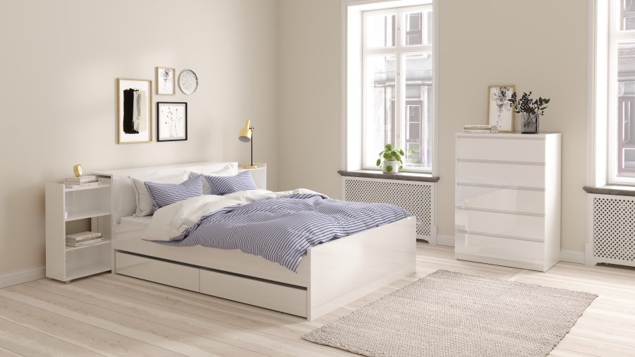 TVILUM Naia sengeramme - hvit h�yglans (140x190) 