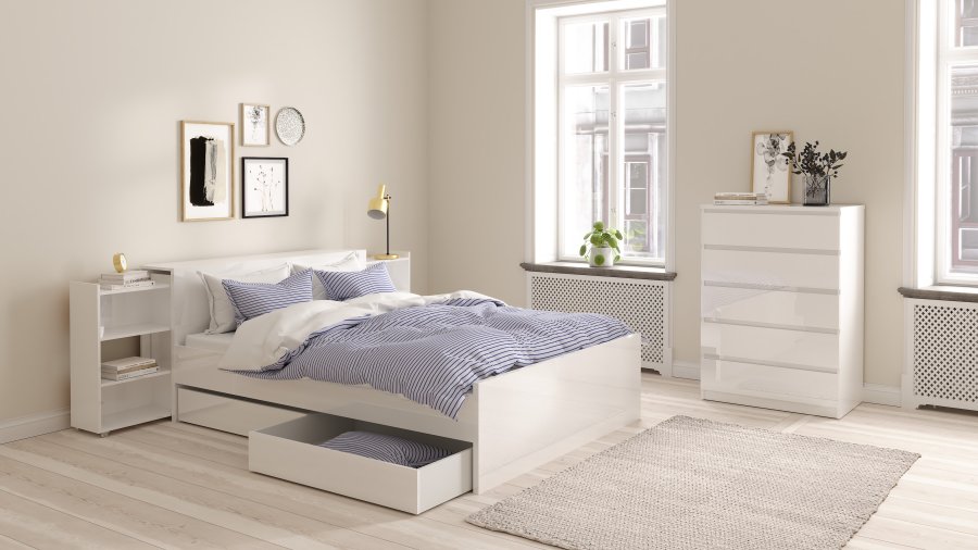 TVILUM Naia sengeramme - hvit h�yglans (140x190) 