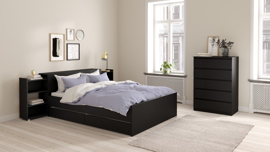 TVILUM Naia S&auml;ngram - Mattsvart (160 x 200 cm)