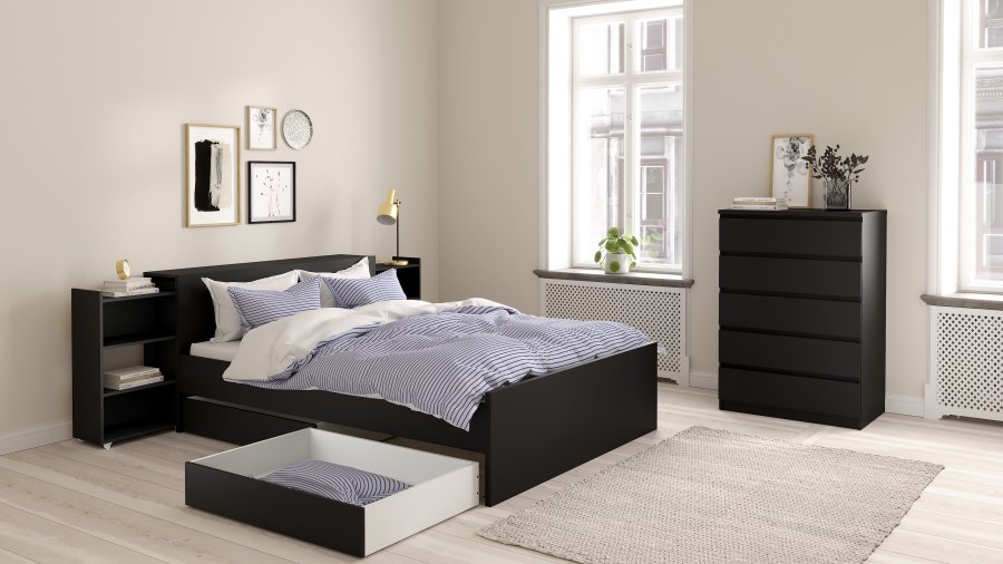 TVILUM Naia S&auml;ngram - Mattsvart (160 x 200 cm)