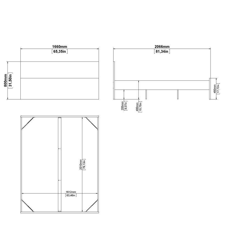 TVILUM Naia S&auml;ngram - Mattsvart (160 x 200 cm)