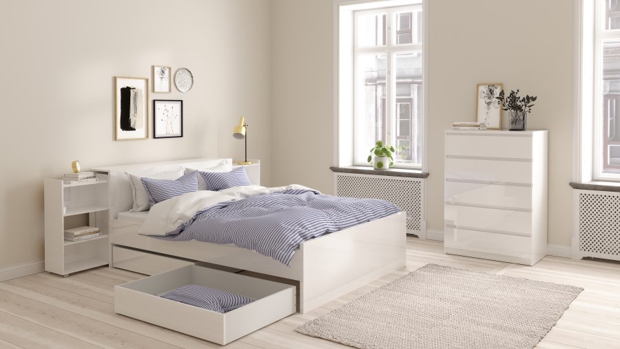 TVILUM Naia S&auml;ngram - Vit H&ouml;gglans (160 x 200 cm)