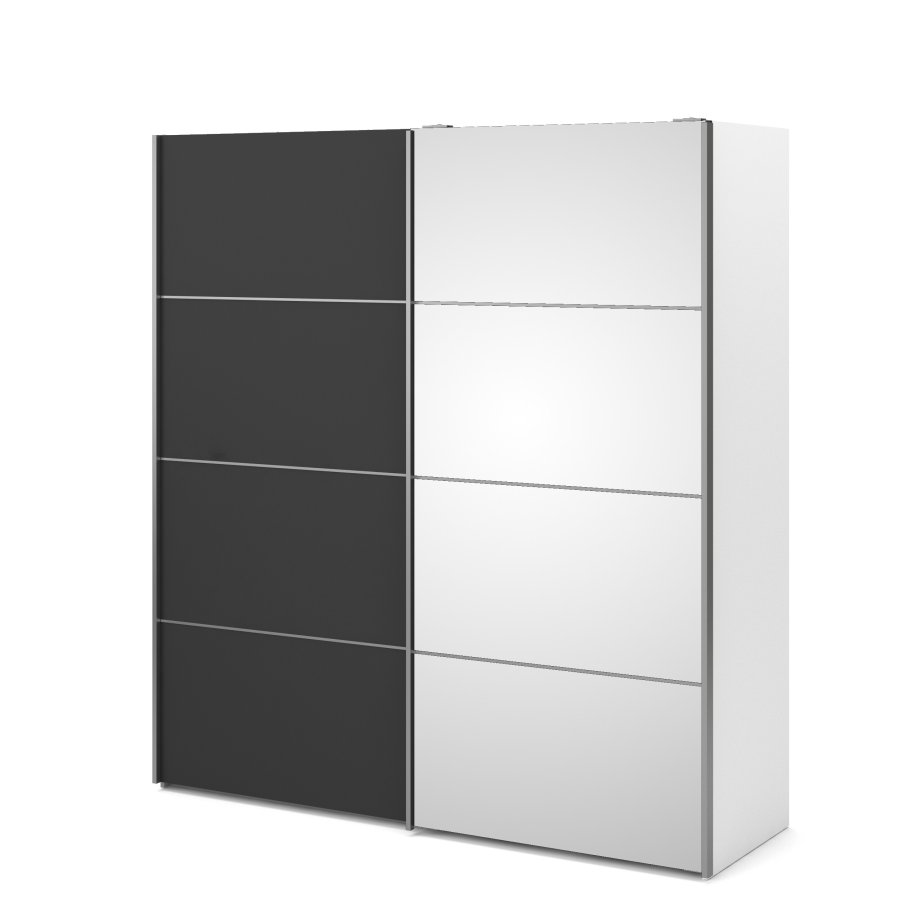 TVILUM Verona Skjutd&ouml;rrssk�p - Vit / Gr� / Spegelglas, med 2 Skjutd&ouml;rrar