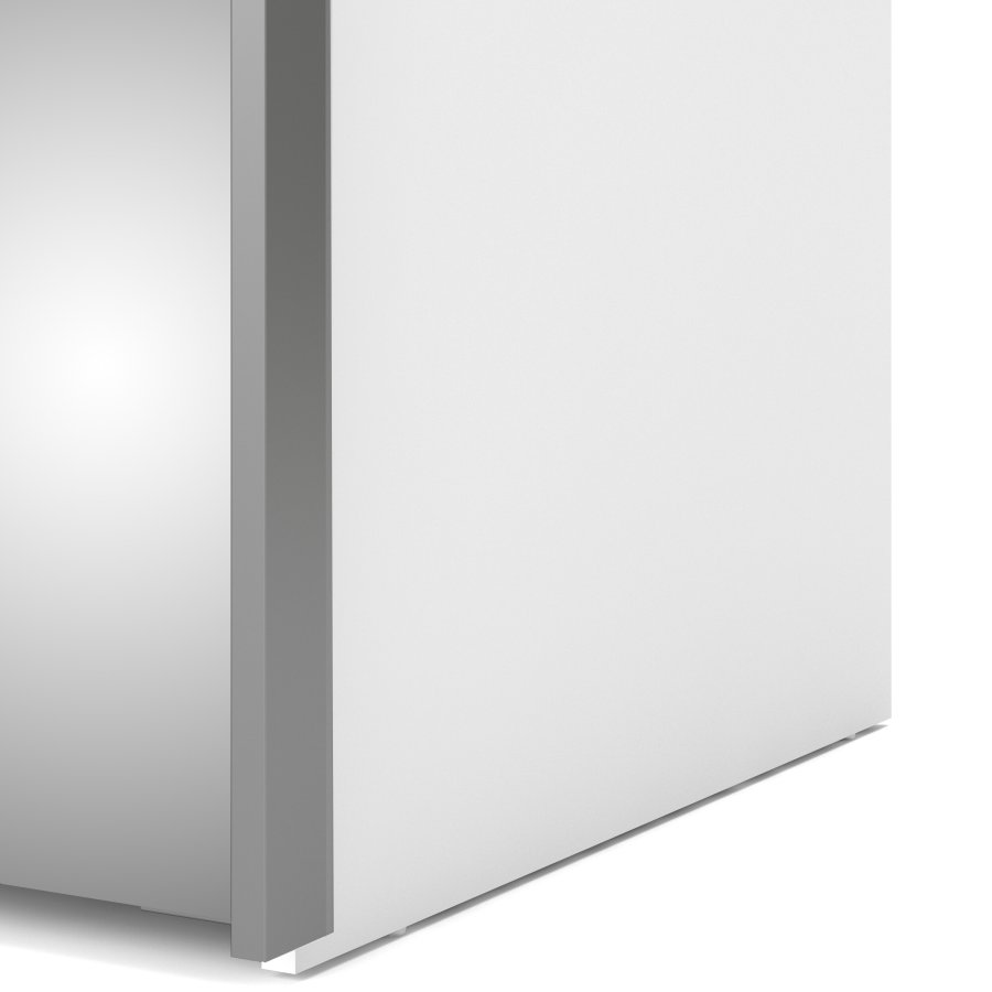 TVILUM Verona Skjutd&ouml;rrssk�p - Vit / Gr� / Spegelglas, med 2 Skjutd&ouml;rrar