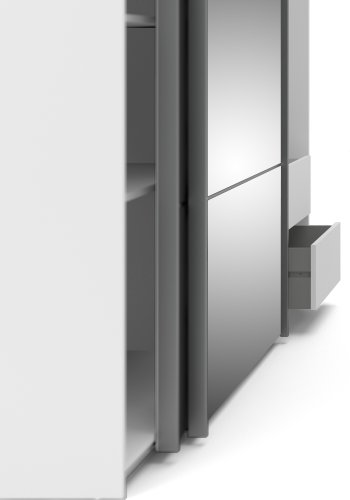 TVILUM Verona Skjutd&ouml;rrssk�p - Vit / Gr� / Spegelglas, med 2 Skjutd&ouml;rrar