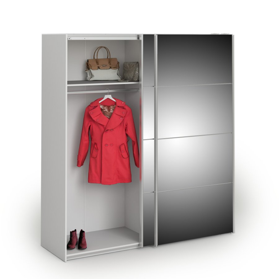 TVILUM Verona Skyded�rsskab - hvid/spejlglas, m. 2 skyded�re 