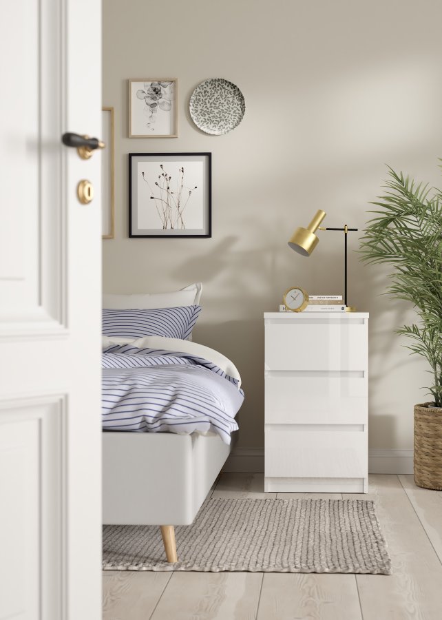 TVILUM Naia byr� - vit h&ouml;gglans, med 3 l�dor