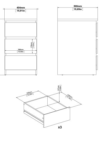 TVILUM Naia byr� - vit h&ouml;gglans, med 3 l�dor